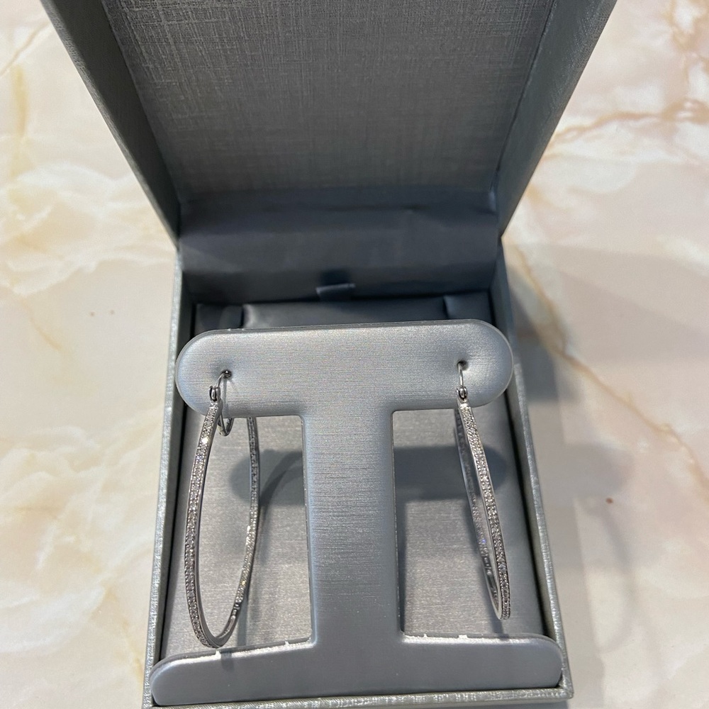 Zales diamond encrusted hoop earrings